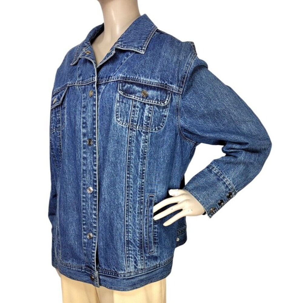 Vintage 80s 90s Denim 100% Cotton Blue Trucker Jean Jacket Women's Plus Size 1X - Picture 5 of 8